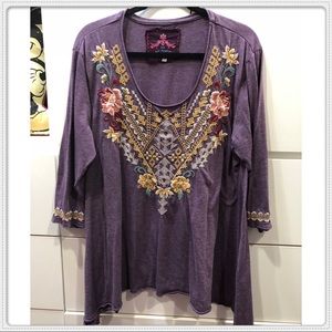 JWLA Johnny Was Embroidered Cotton Shirt XL, EUC